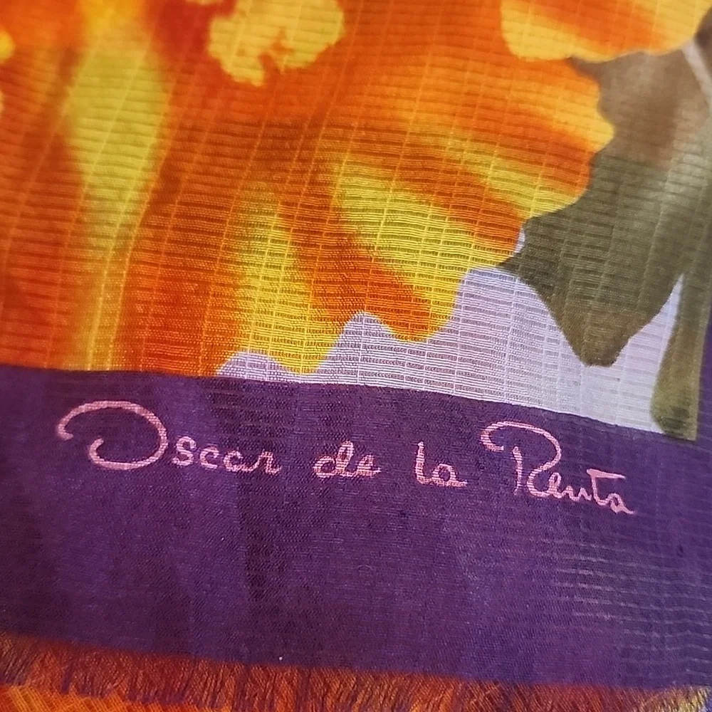 Vintage Oscar de la Renta Floral Silk‎ Scarf